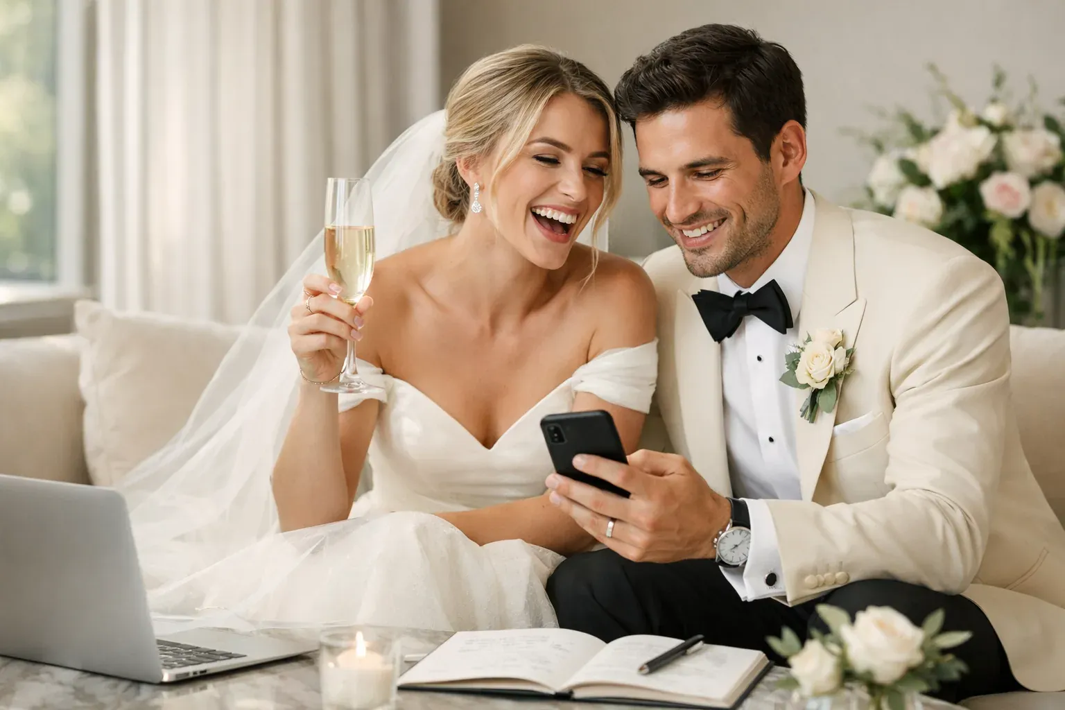 Pareja celebrando su boda privada en un entorno premium.